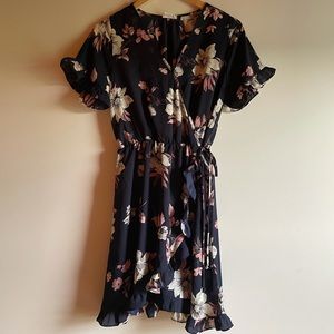 Sienna Sky Faux Wrap Ruffle Dress